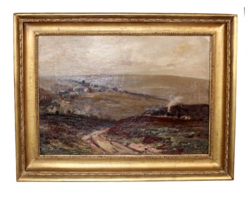 William Charles Rushton (British, 1860-1921) oil on canvas landscape painting
