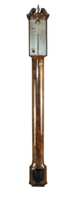 English George III bow front stick mercury barometer