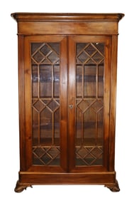 British Colonial 2 door bookcase with glass doors and sides
