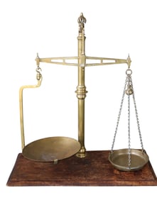 English bronze apothecary balance scale
