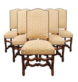 Set of 6 French os du mouton upholstered side chairs