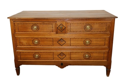 French Louis XVI marquetry 2 over 2 commode