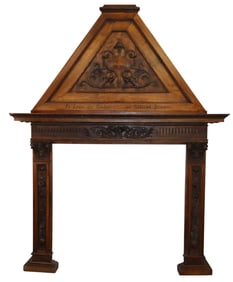 French Renaissance fireplace mantel in carved walnut