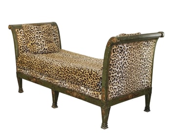 French Empire style 6 leg chaise longue with paw feet