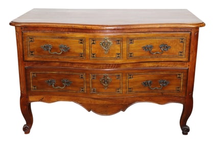 French Louis XV 2 over 2 commode with marquetry drawers
