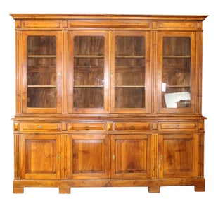 French Louis Philippe style 4 door bookcase in walnut