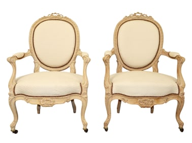 Pair of French Louis XVI style armchairs