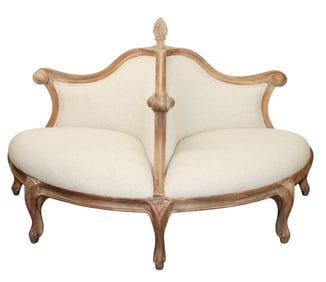 French bleached demi-lune hotel sofa