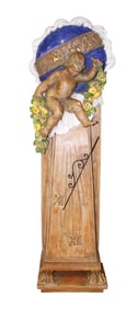 Ceccarelli Italian glazed terracotta sundial with cherub