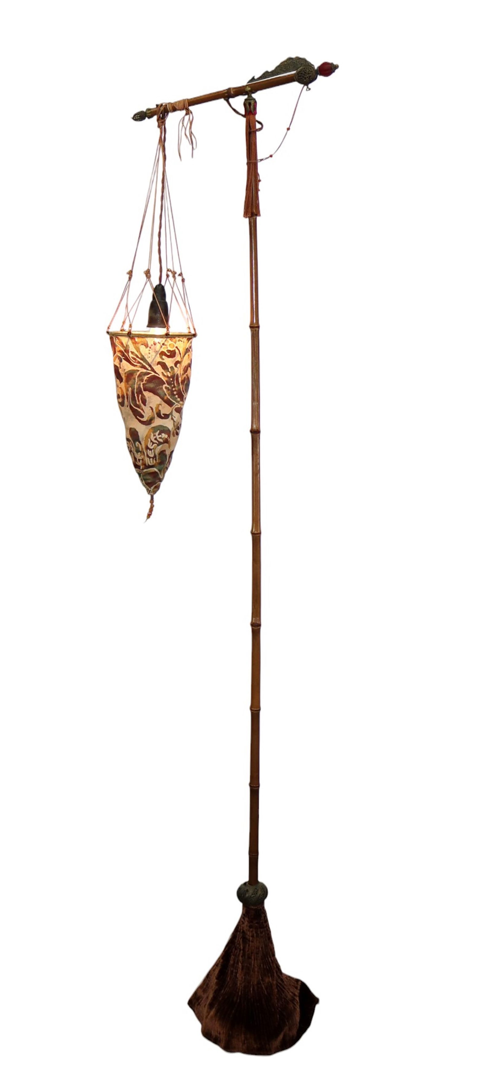 Fortuny silk and wood floor lamp (1 of 11)