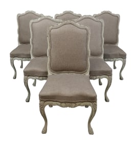 Set of 6 French Louis XV style side chairs in painted finish