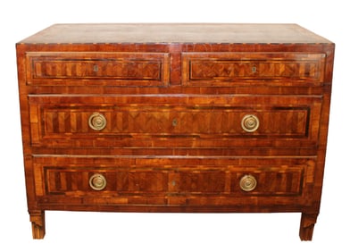 Italian 18th century 2 over 2 drawer marquetry commode