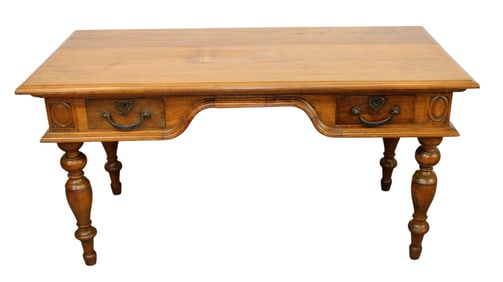 Italian keyhole desk with 2 drawers on turned legs