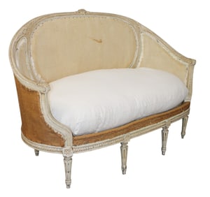 French Louis XVI style curved side loveseat