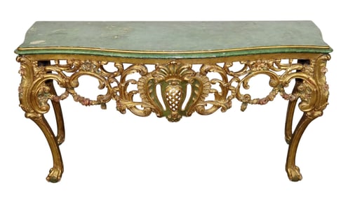 Venetian polychrome and giltwood console table