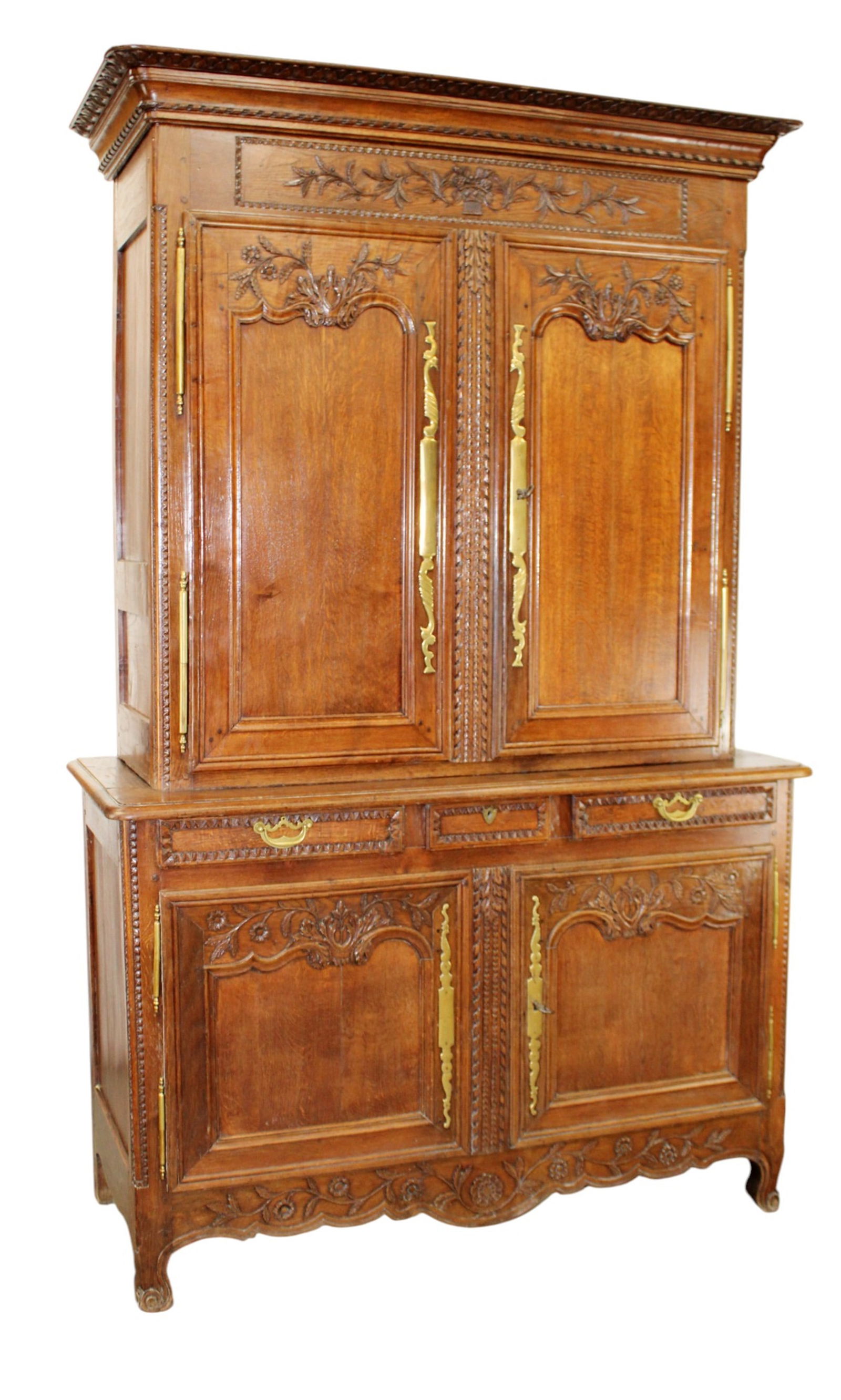 French Provincial carved oak buffet deux corps (1 of 10)