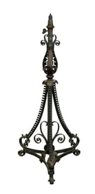 French Belle Epoque verdigris iron lamp base