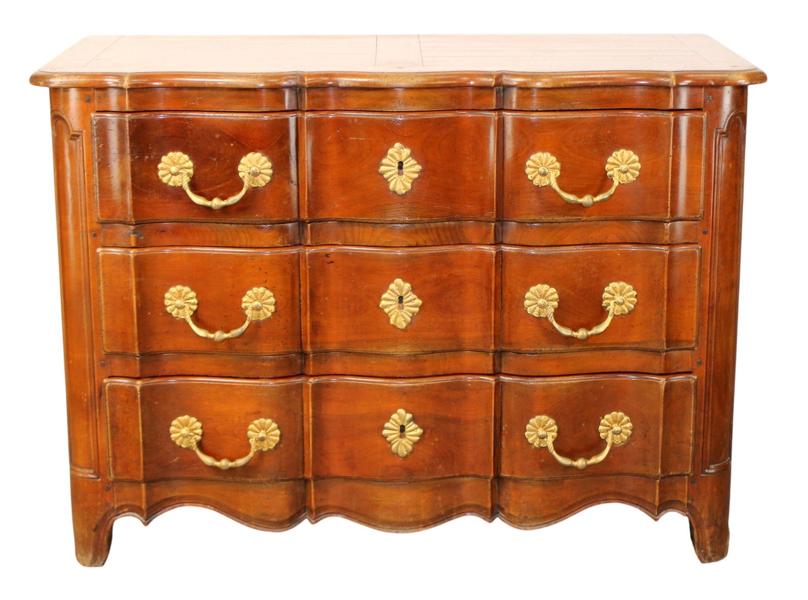 French Provincial style 3 drawer commode with bronze pulls (1 of 9)