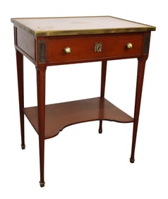 French Louis XVI side table in mahogany with tooled leather top