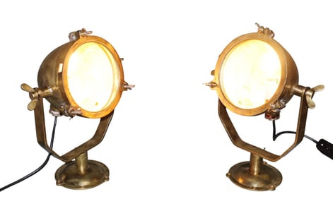 Pair of bronze nautical searchlights