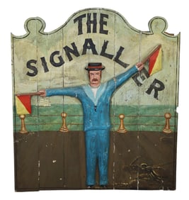 "The Signaller" English painted wooden pub sign