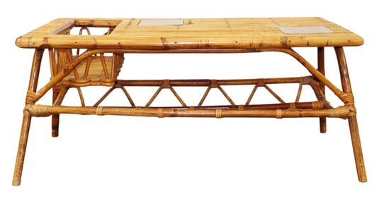 French Audoux & Minet (unmarked) bamboo coffee table