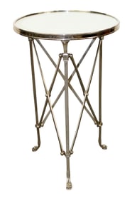 Maison Jansen style stainless steel gueridon table with mirrored top