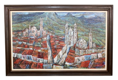 Robert Overman Hodgell Oil on board painting depicting Salzberg, Austria