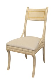 Mid century faux bamboo chair with saber legs