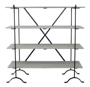 Industrial open bookshelf in iron with wood shelves