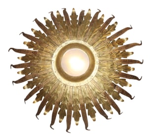 Gilt metal wall mount sunburst light