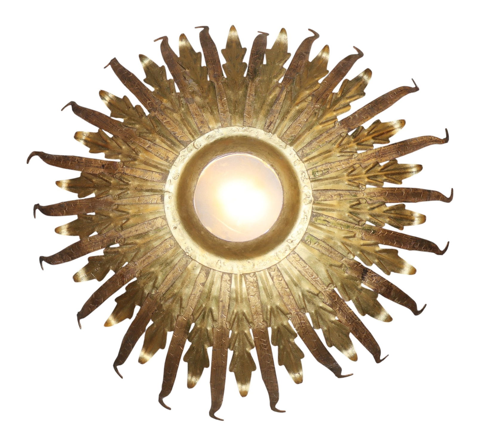 Gilt metal wall mount sunburst light (1 of 7)