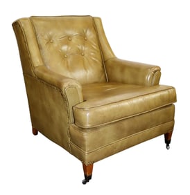 Tufted leather library chair