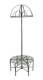 French round iron garden bench with dome top.