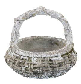 Faux Bois cast concrete basket weave planter