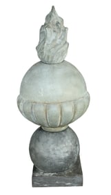 French zinc architecture finial of flame on urn