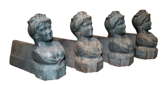 Lot of 4 French cast iron garden pot holders