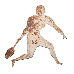 French metal silhouette of a tennis player