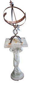 Figural armillary in wrought iron and copper