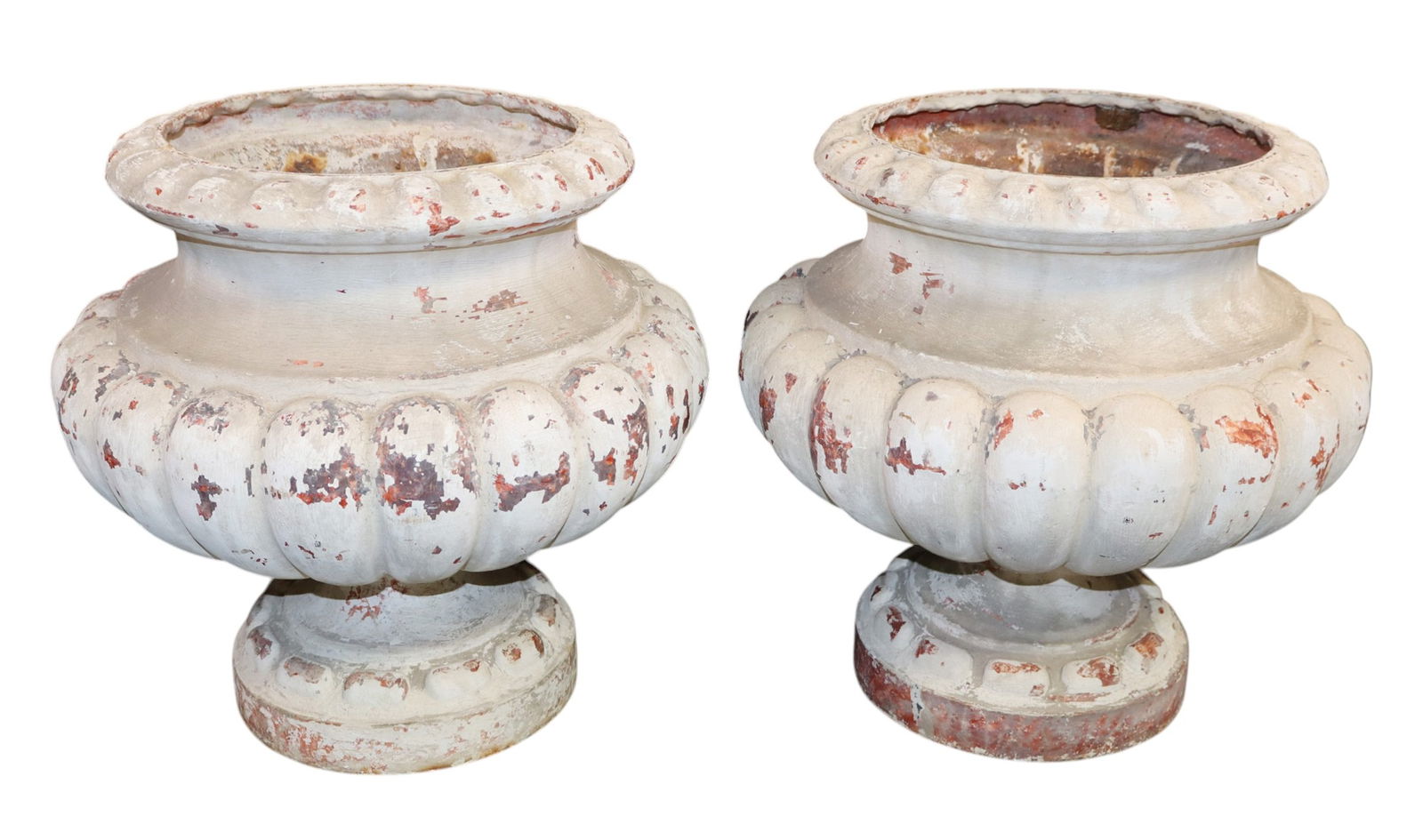 Pair of French cast iron classical garden urns (1 of 8)