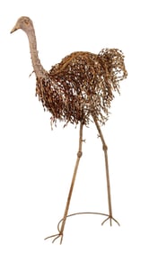 Iron yard art ostrich statue marked Zaer