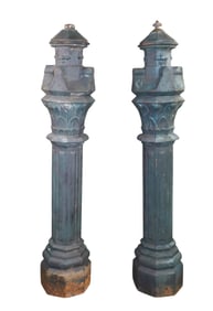 Pair of English cast iron garden posts