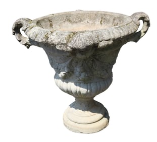 Cast garden stone urn