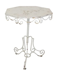 French octagonal top painted iron garden table