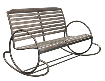 French iron rocking garden bench