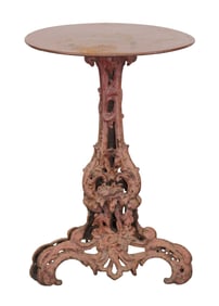 French cast iron pedestal base garden table painted finish