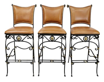 Set of 3 Maitland Smith bar stools