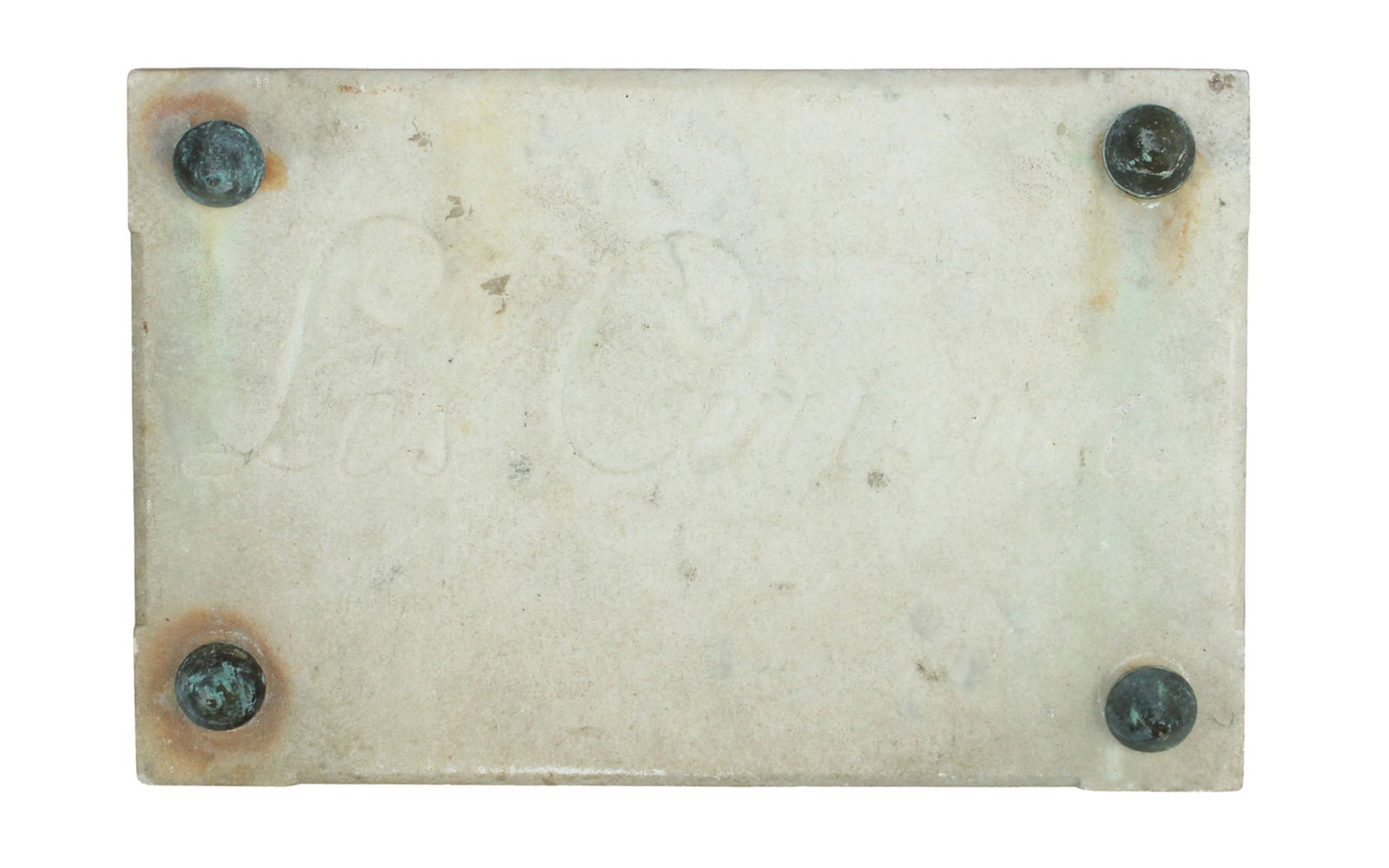 French marble wall sign "Les Cerisiers": French marble wall sign "Les Cerisiers." Early 20th century. 10 3/4"h x 16 3/4"w x 3 1/2"d. Weight: 16 lbs.