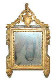 Petite French Louis XVI style painted & parcel gilt mirror with easel back