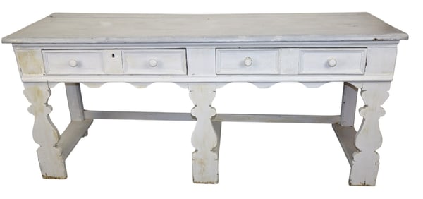 French farmhouse console in painted pine with drawers